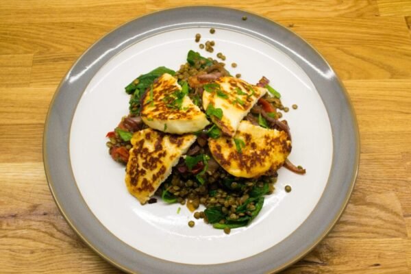 Lentils with Grilled Halloumi