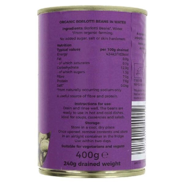 Organic borlotti beans - 400g tin
