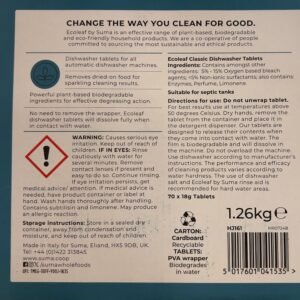 Ecoleaf dishwasher tablets box - reverse