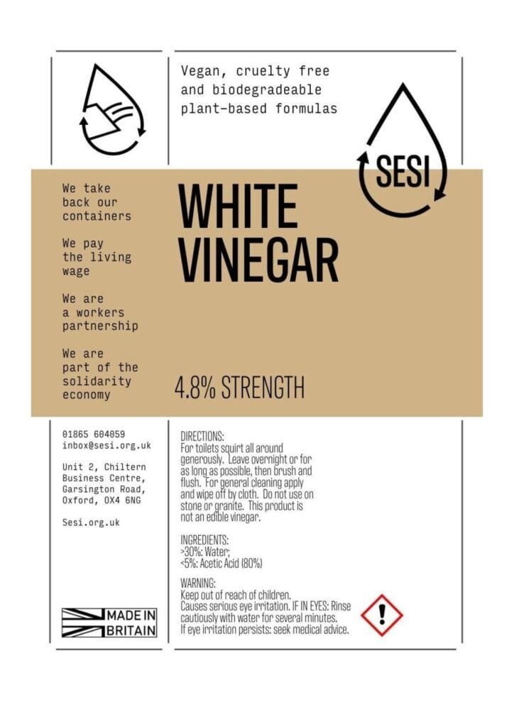 White vinegar - per kg (litre) Available in store only
