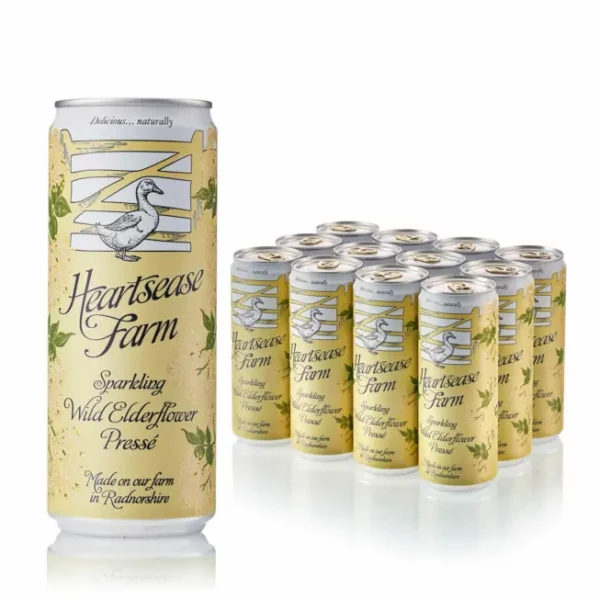 Cans of wild elderflower presse