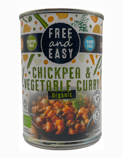 Organic Chickpea and vegetable curry – 400g tin Tins, Jars & Bottles chickpea and vegetable curry - free and easy