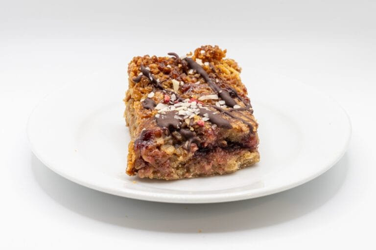 Raspberry, almond and chocolate flapjacks