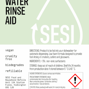 SESI Hard water rinse aid label