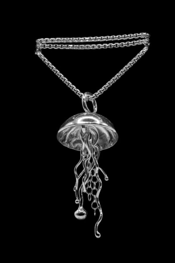 Jellyfish necklace on a black background