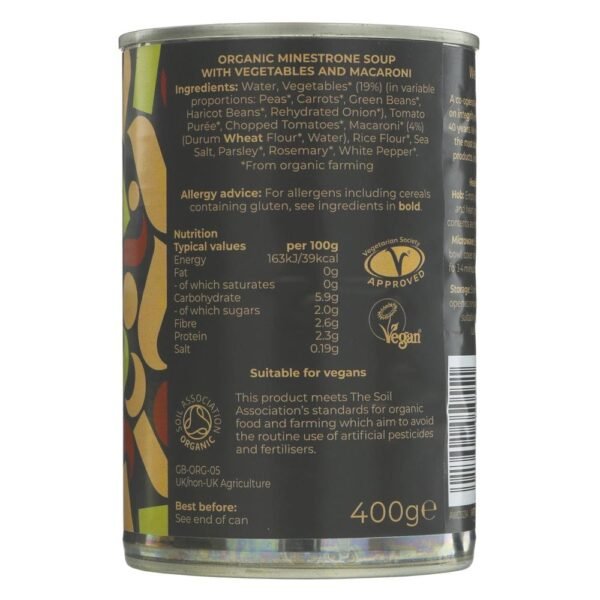 Suma Minestrone Soup tin ingredients label