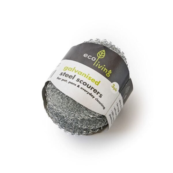 EcoLiving Steel Scourers - pack of 3