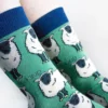 sheep socks being worn close up