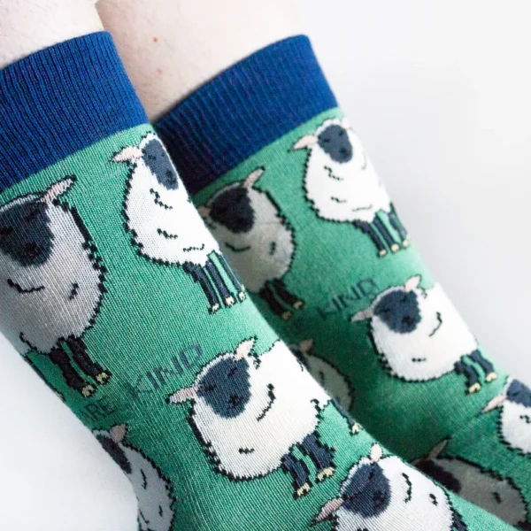 sheep socks being worn close up