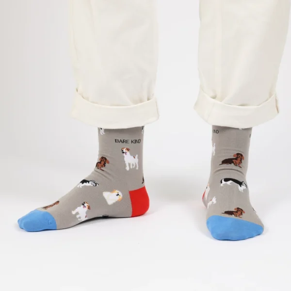 Grey Dog Socks with White Trousers